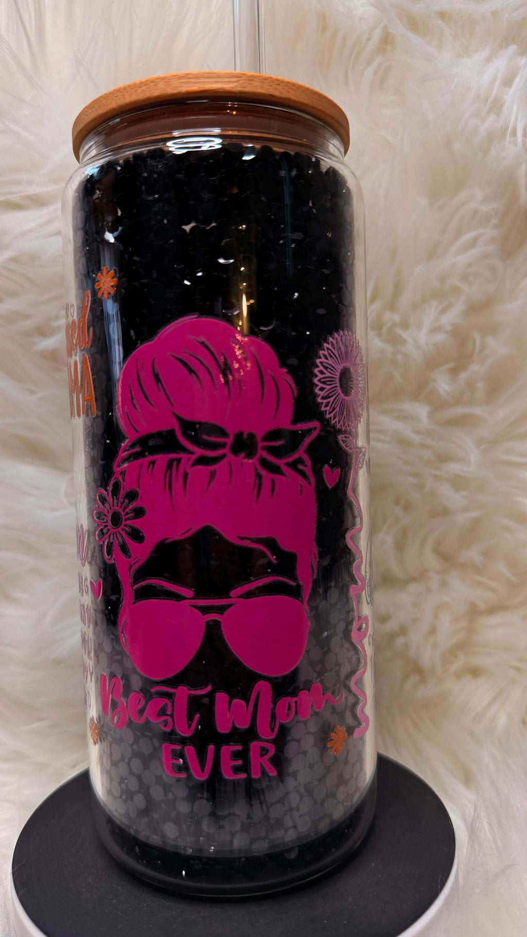 One Loved Mama Custom Rhinestone Glass Cup