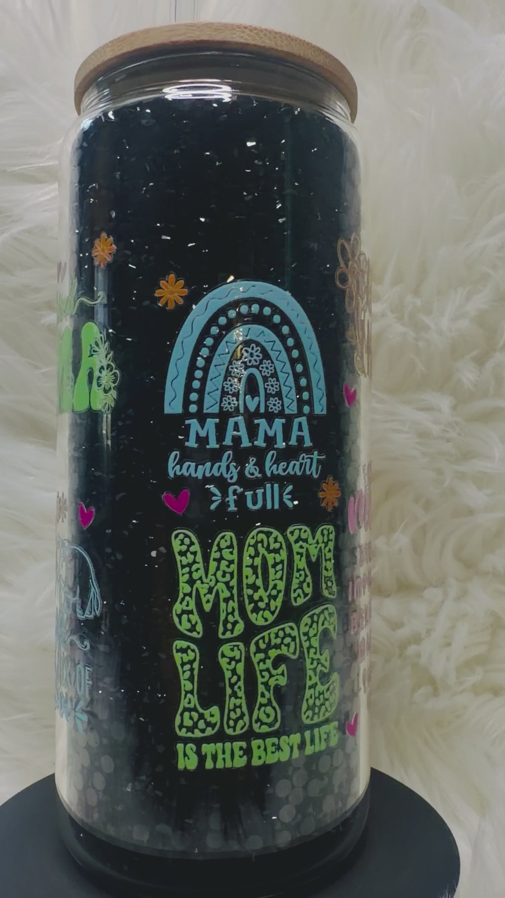 One Loved Mama Custom Rhinestone Glass Cup